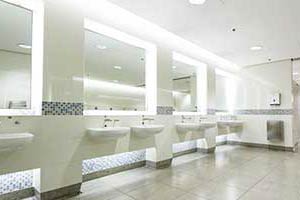 Remodeled commercial bathroom. D&F Plumbing, Heating and Cooling provides commercial plumbing remodel services in Portland OR & Vancouver WA.