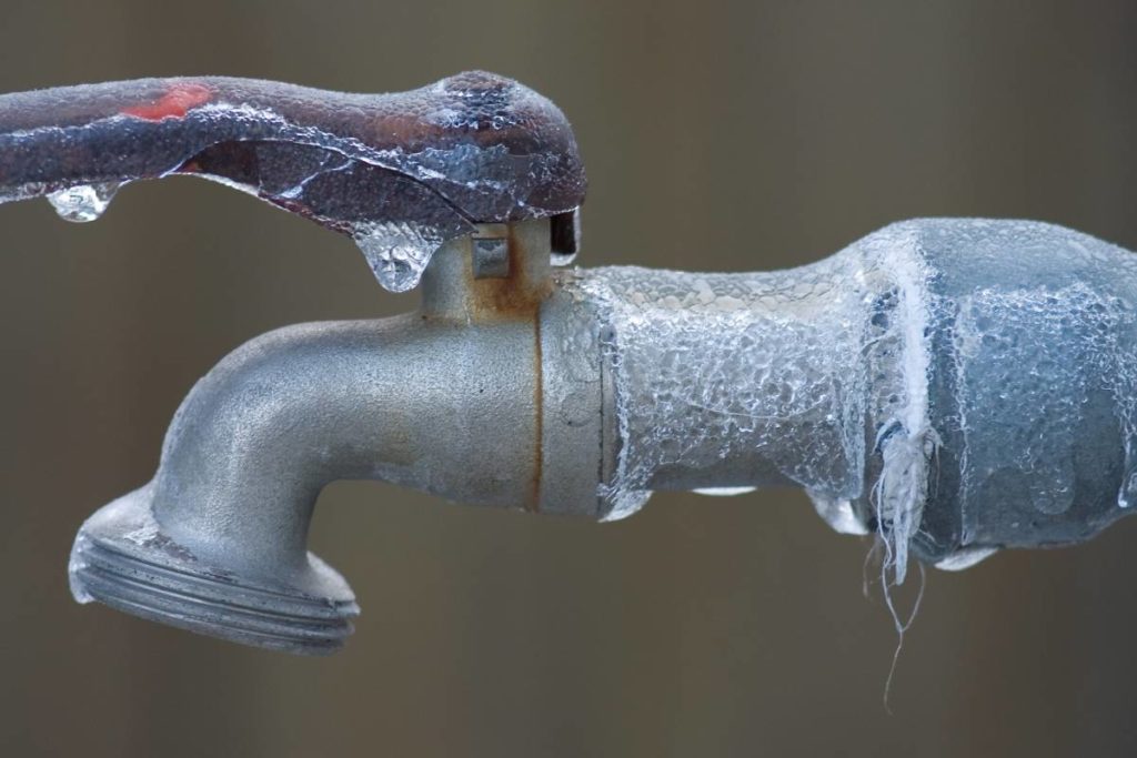 Frozen water bib in Vancouver