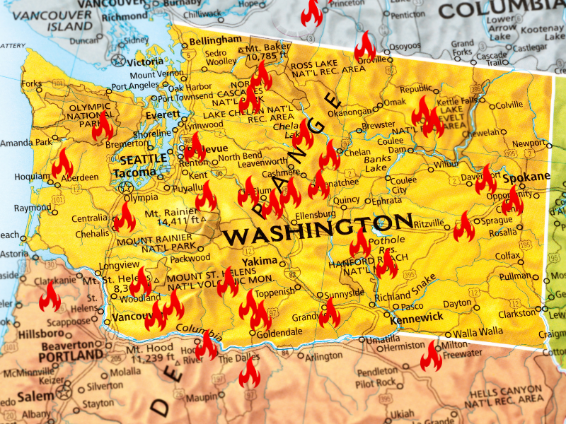 Washington state wildfire map