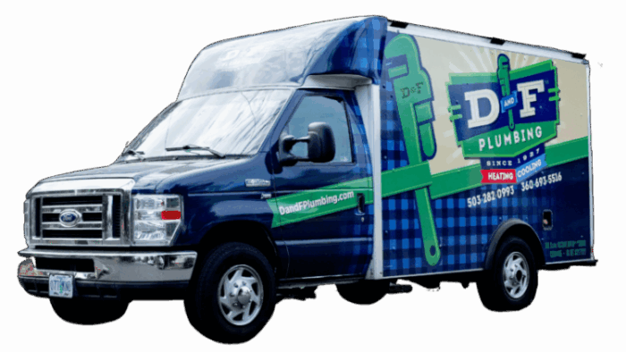 D&F Plumbing, Heating & Cooling Truck