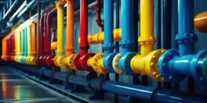 Industrial pipes and valves, complex systems