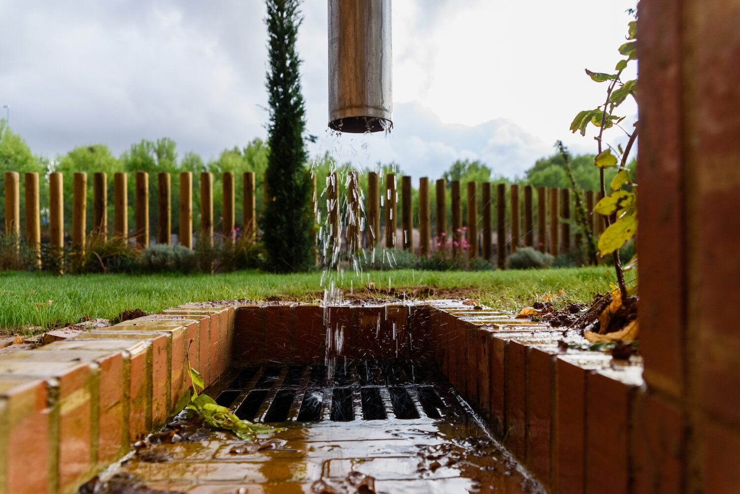 Drainage channel expelling water after  rains.