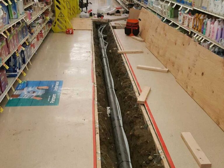 Trenching a live grocery sales floor